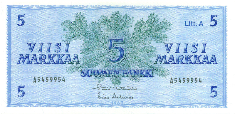 5 Markkaa 1963 Litt.A A5459954